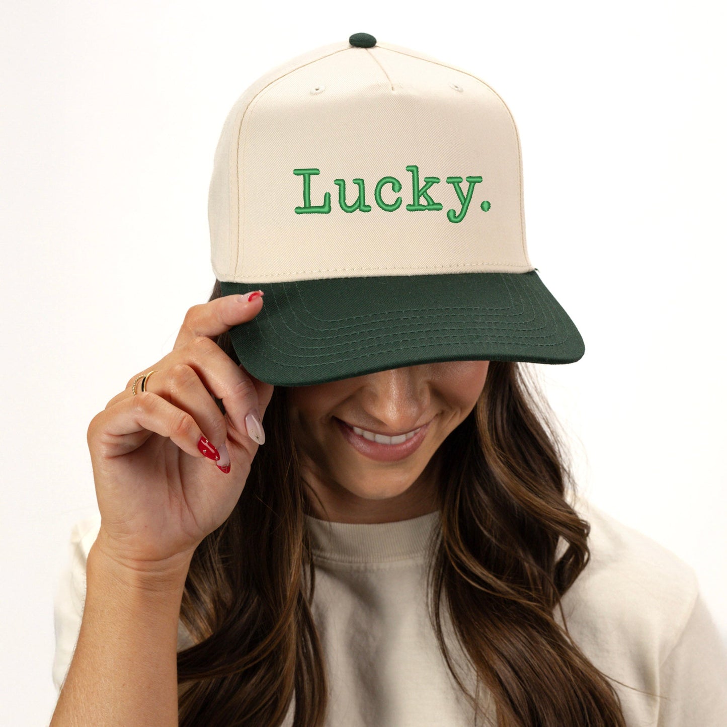 Embroidered Lucky Typewriter | Canvas Trucker Hat