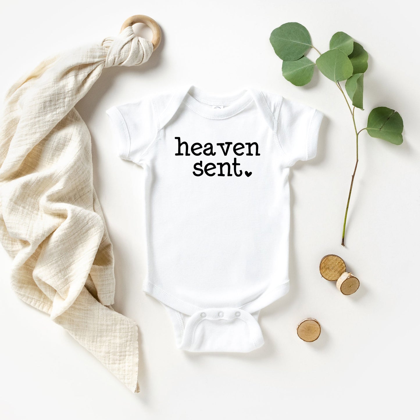 Heaven Sent Heart | Baby Graphic Short Sleeve Bodysuit