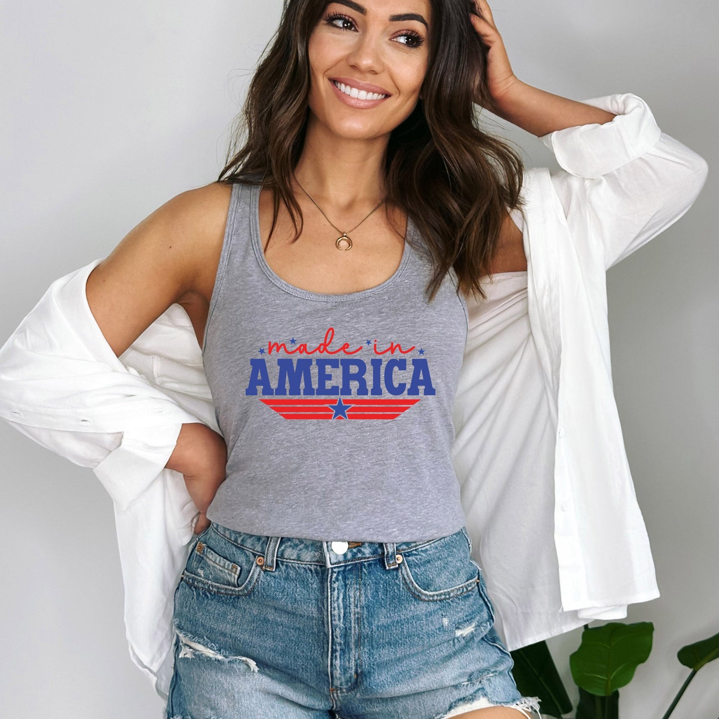 Made In America Stripes | Racerback Tank