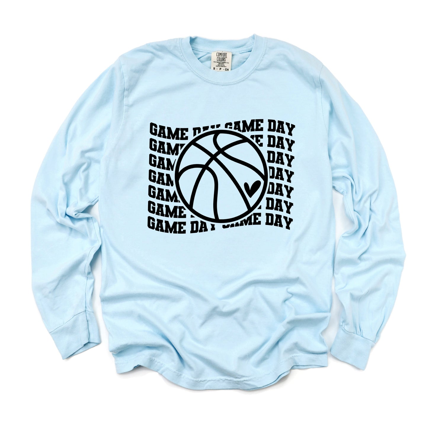 Basketball Game Day Stacked | Garment Dyed Long Sleeve