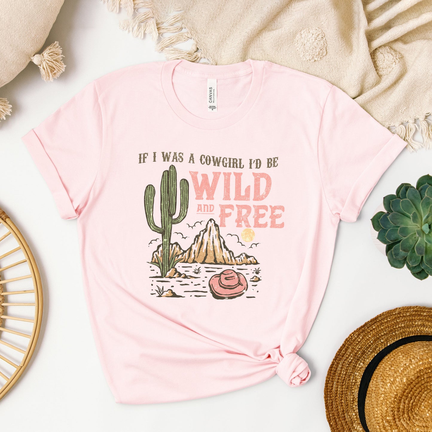 Retro Wild And Free Cowgirl | Short Sleeve Graphic Tee