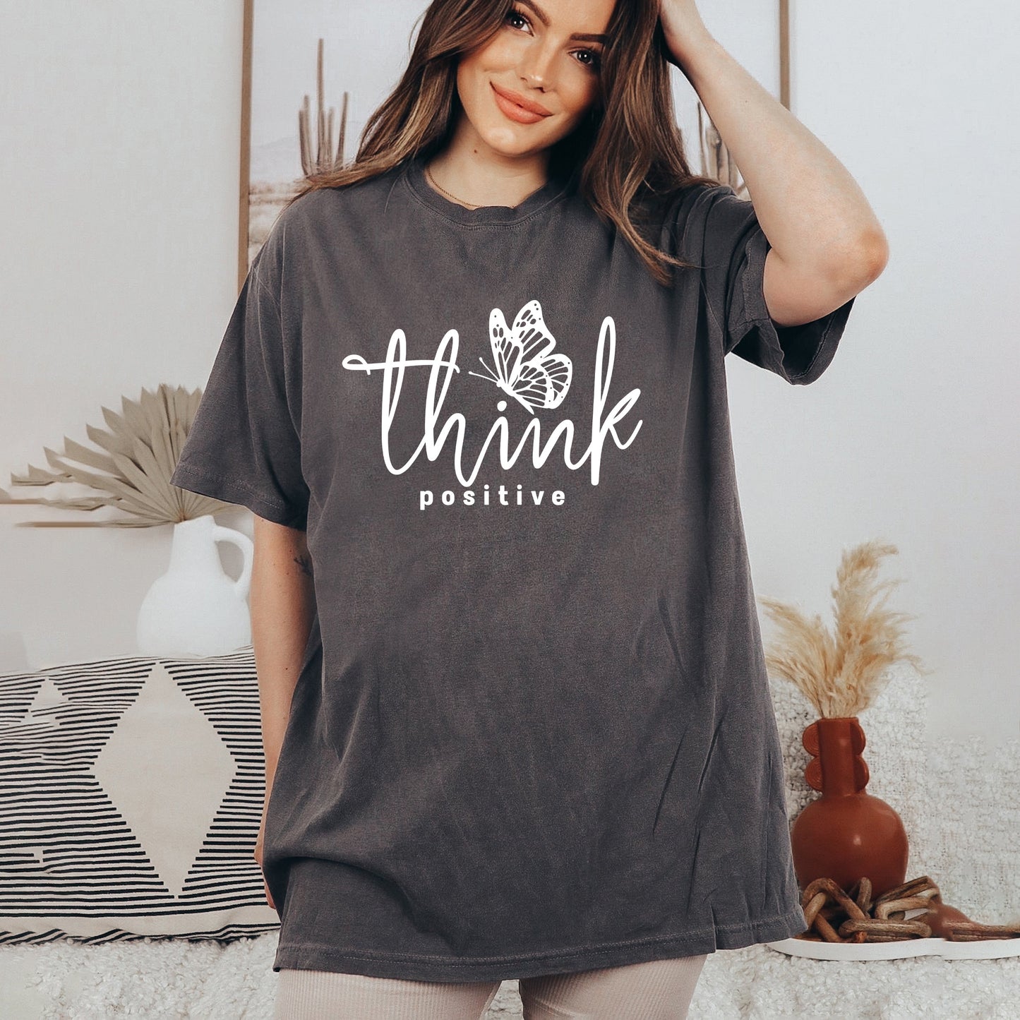 Think Positive Butterfly | Garment Dyed Short Sleeve Tee