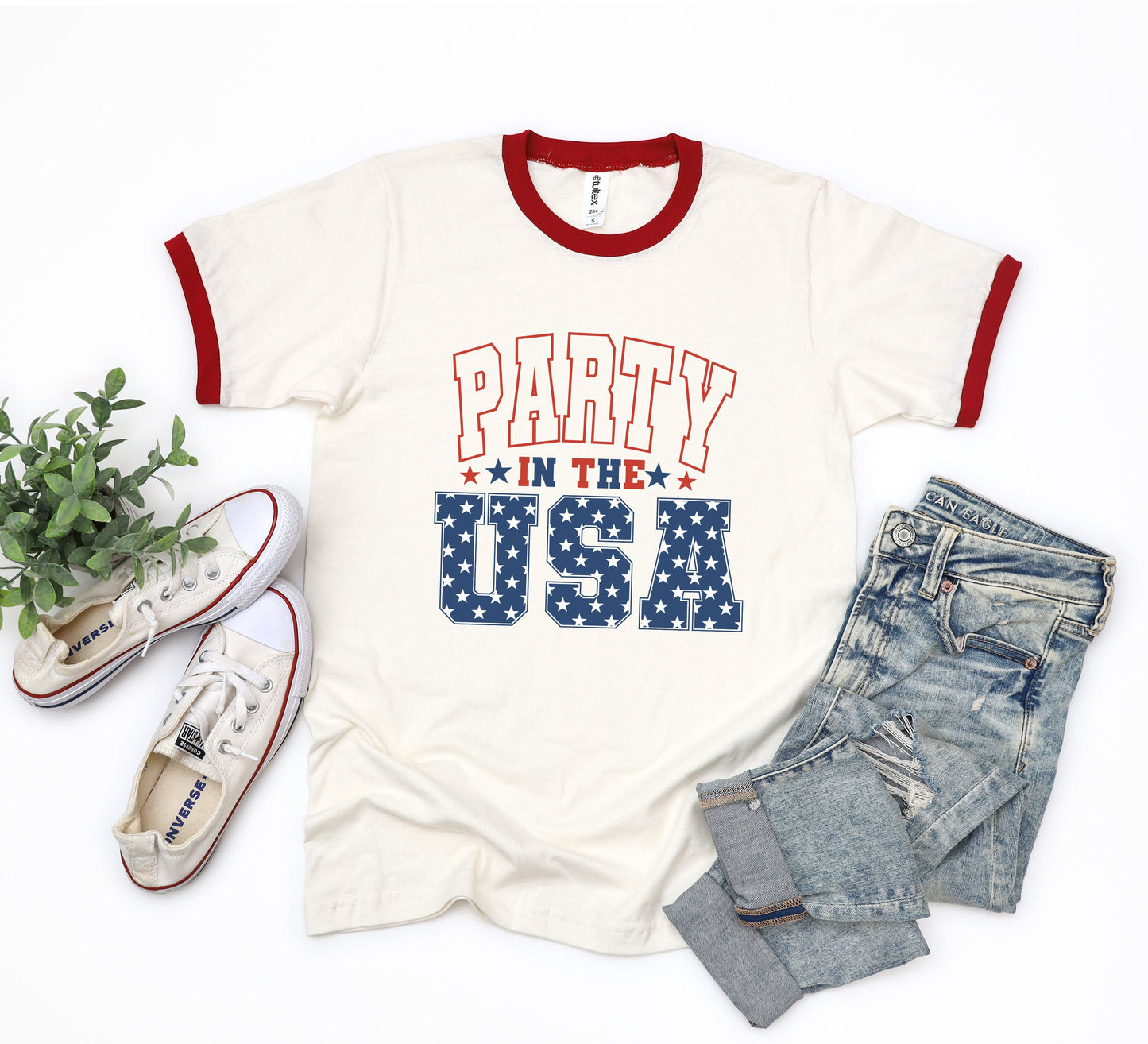 Retro Party In The USA Stars | Ringer Tee