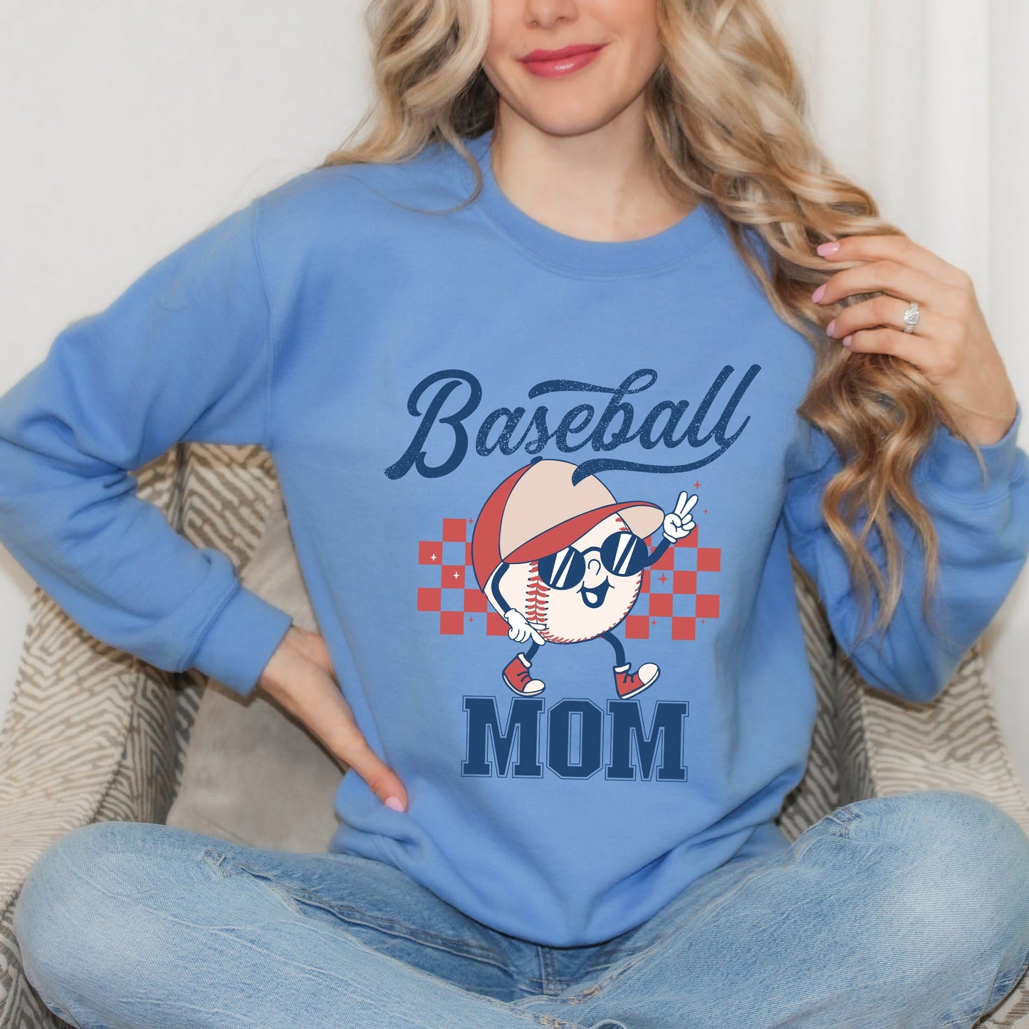 Baseball Mom Checkered | Sweatshirt