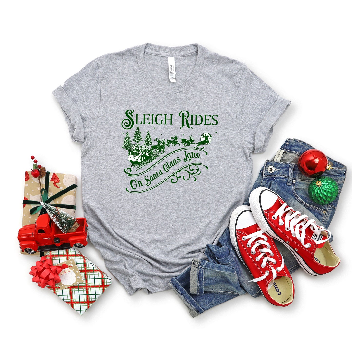Sleigh Rides On Santa Claus Lane | Short Sleeve Crew Neck