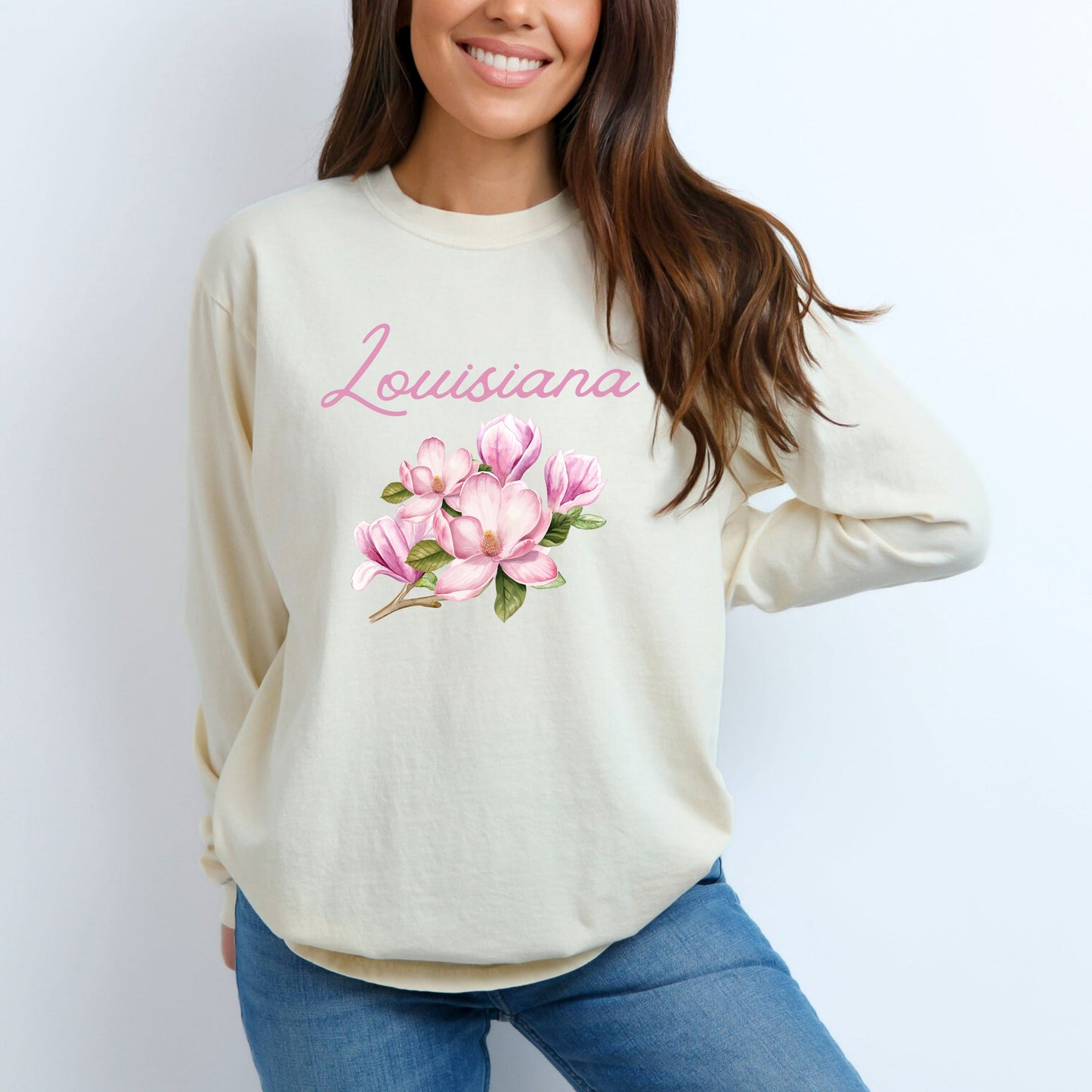 Louisiana Flower Colorful | Garment Dyed Long Sleeve