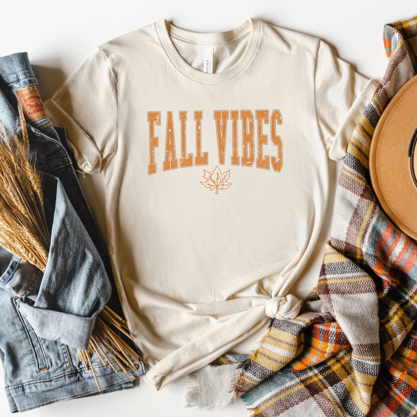 Fall Vibes Leaf | Short Sleeve Crew Neck