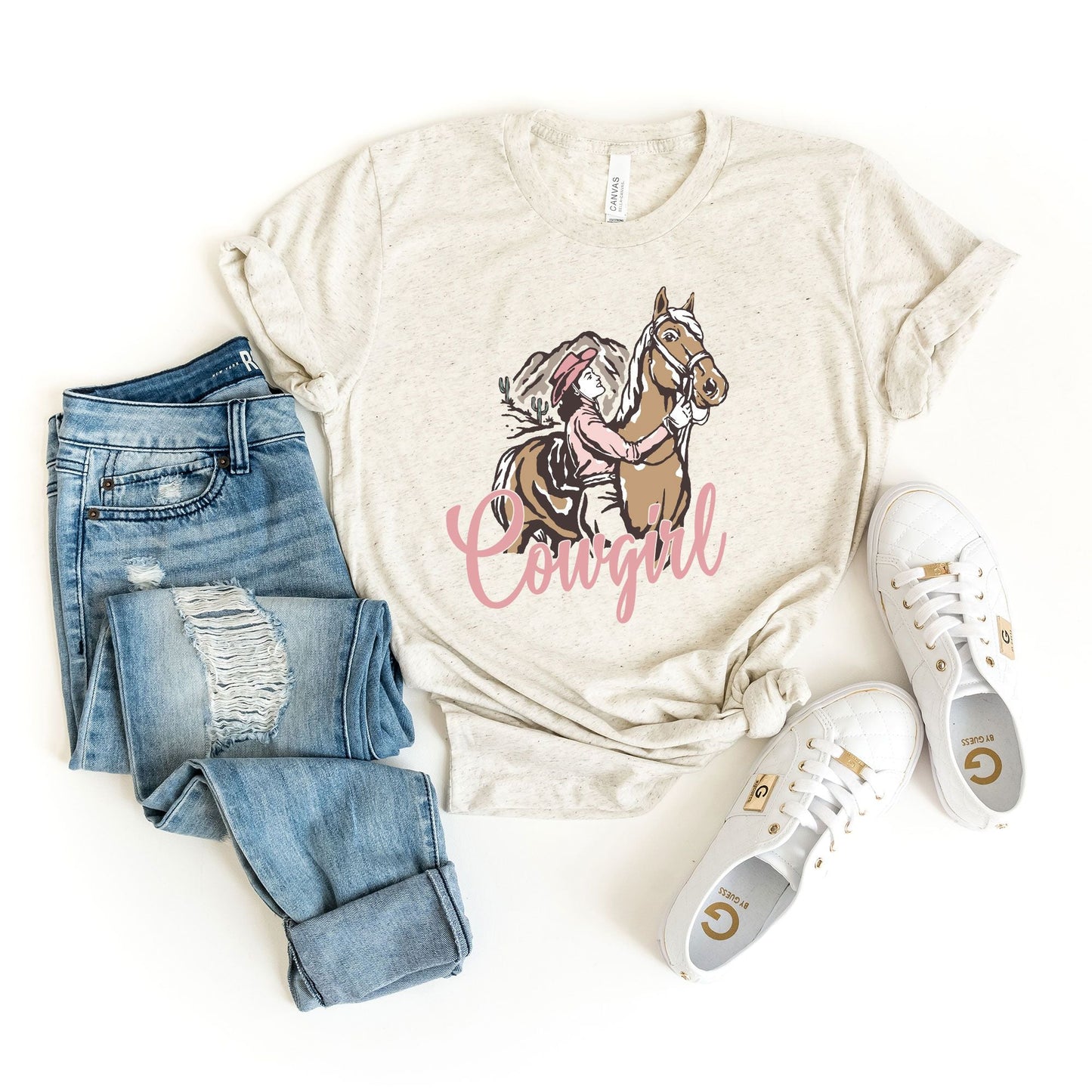 Retro Cowgirl Horse | Short Sleeve Graphic Tee