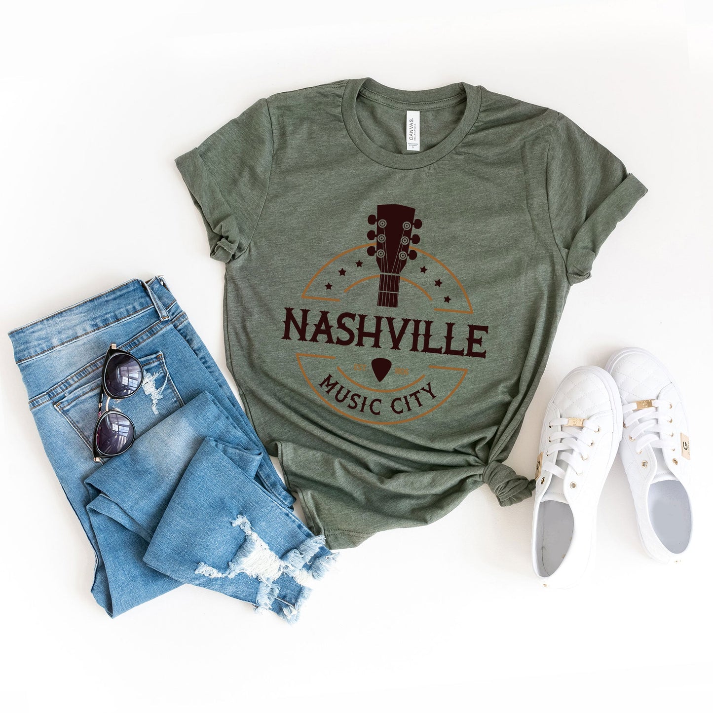 Nashville Music City Guitar | Short Sleeve Graphic Tee