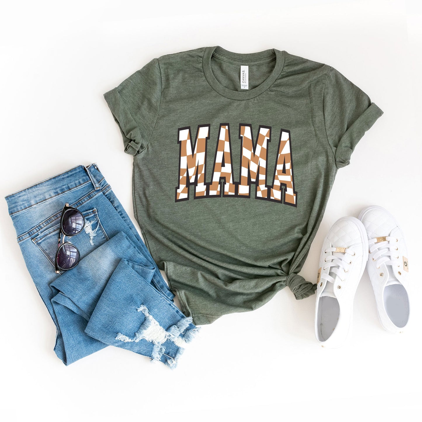 Varsity Checkered Mama | Short Sleeve Graphic Tee
