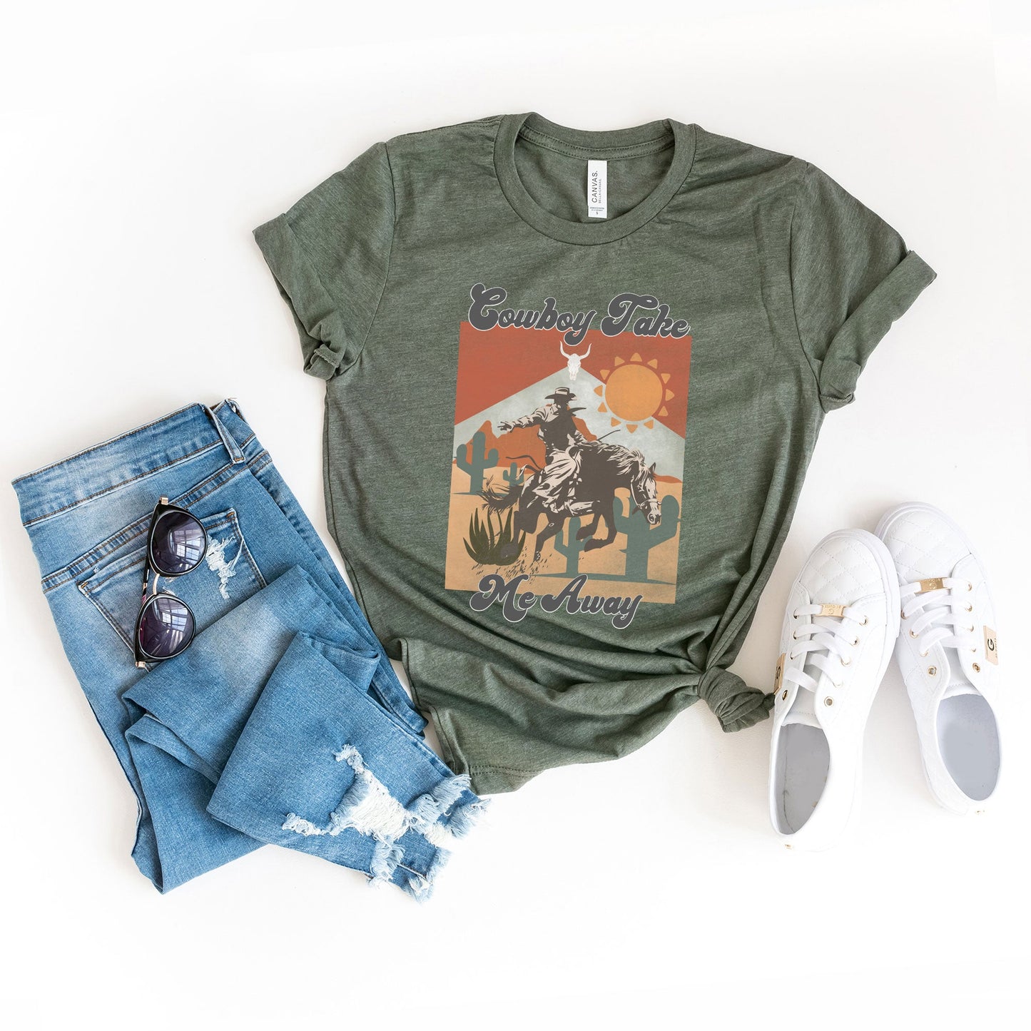 Vintage Cowboy Take Me Away | Short Sleeve Graphic Tee