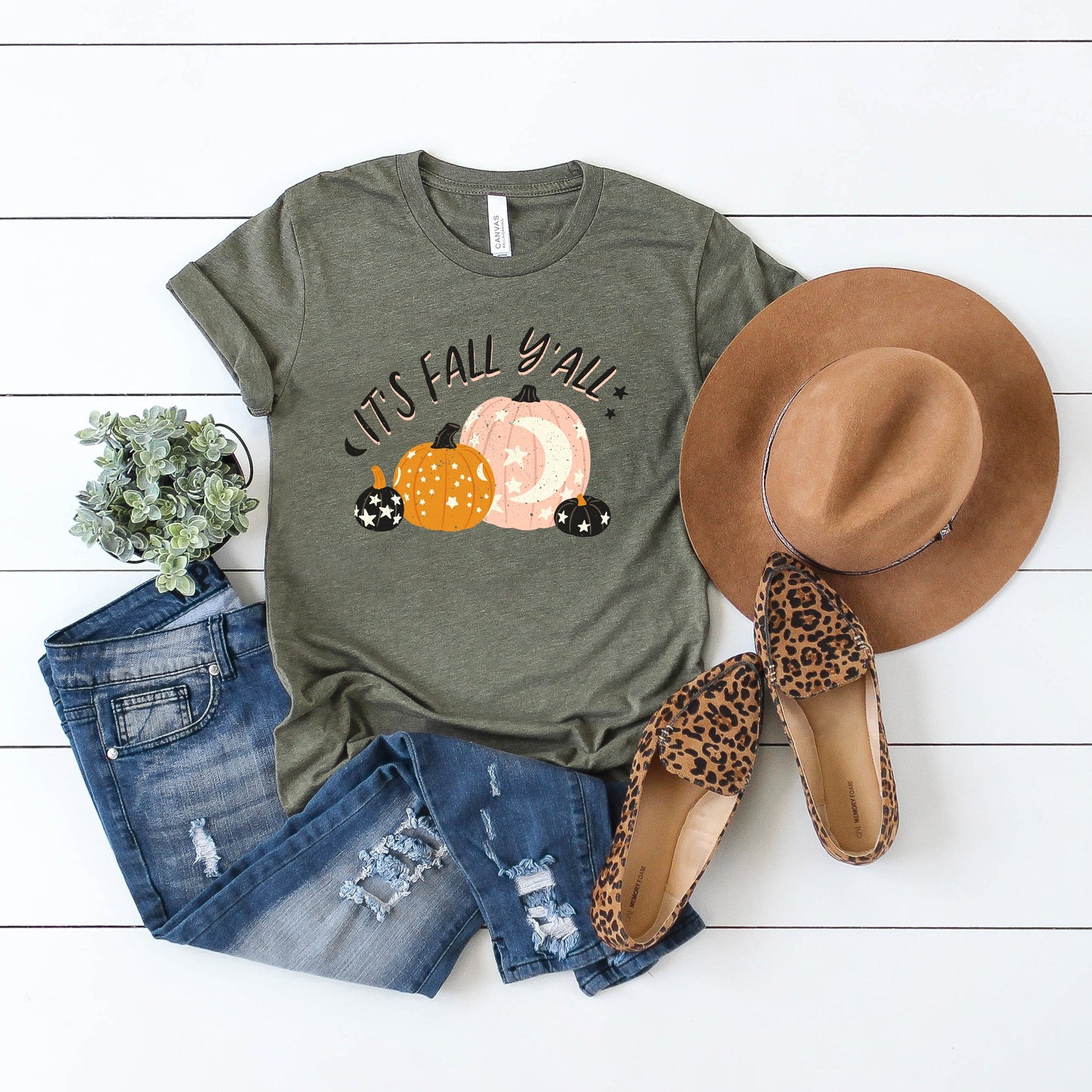 Boho It's Fall y'all Pumpkins | Short Sleeve Graphic Tee