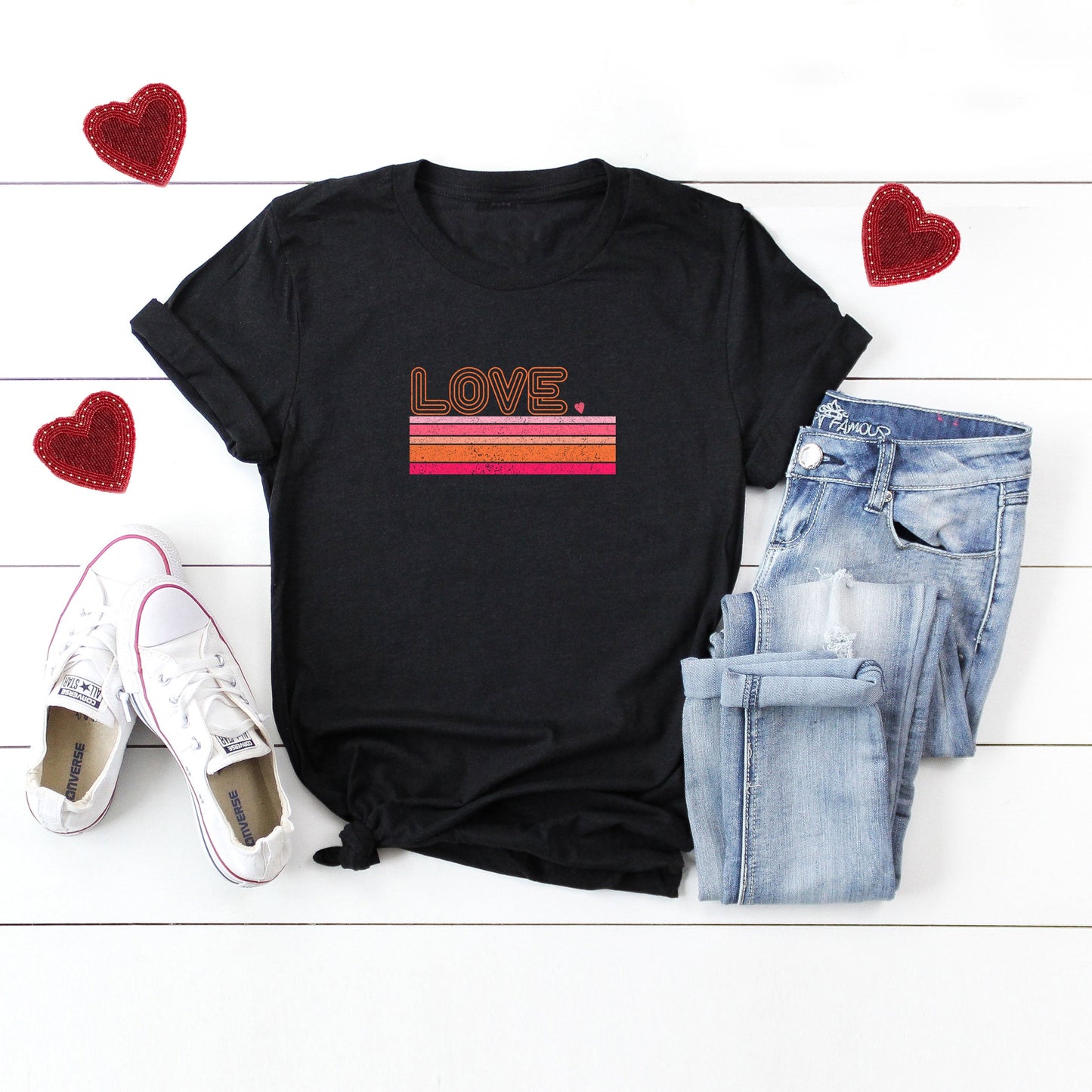 Retro Love Stripes | Short Sleeve Graphic Tee