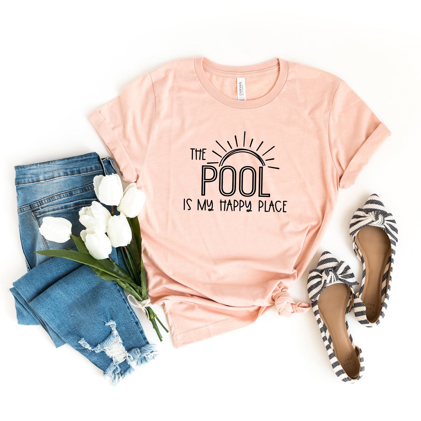 The Pool Is My Happy Place | Short Sleeve Graphic Tee