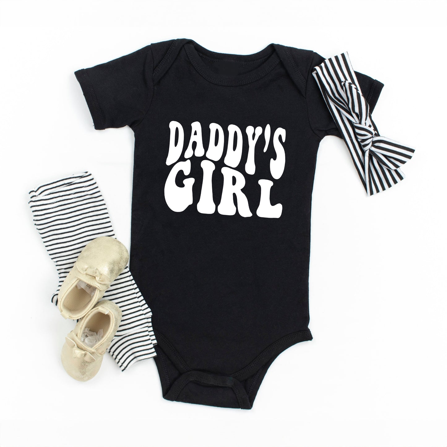 Daddy's Girl Wavy | Baby Graphic Short Sleeve Bodysuit