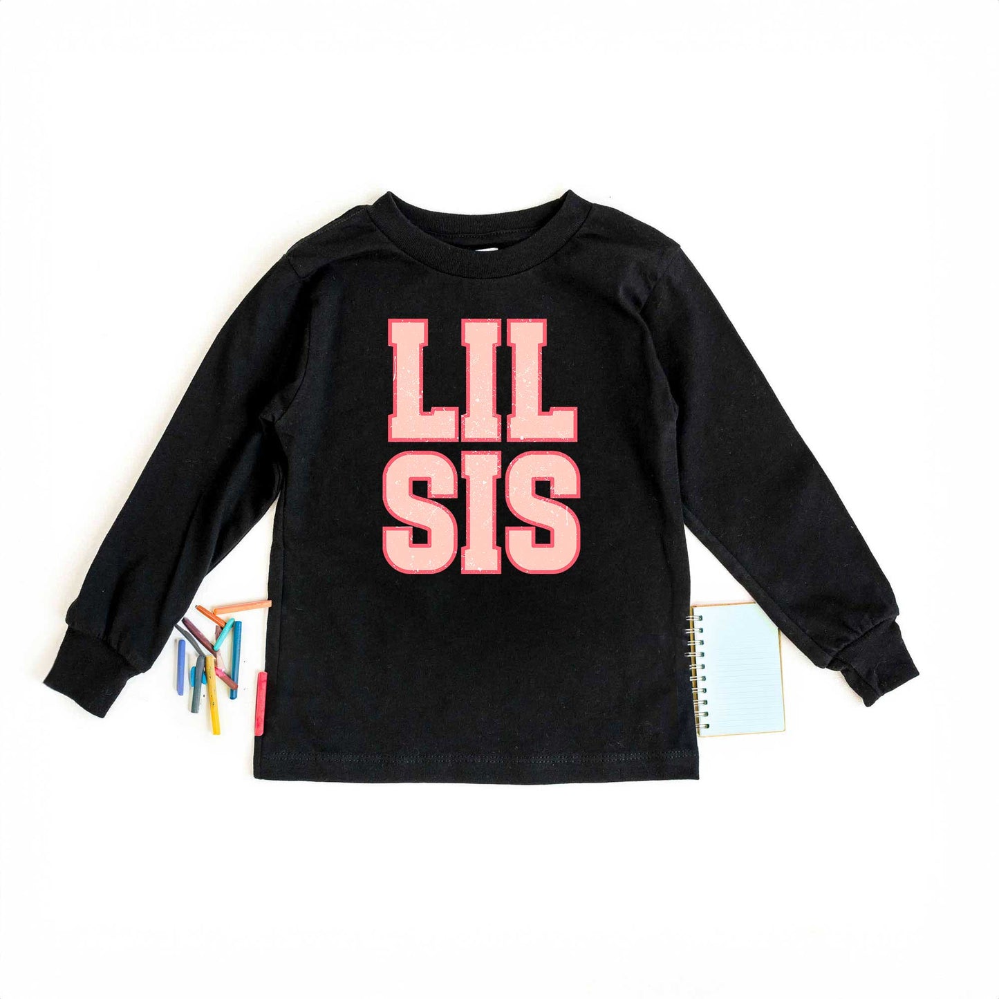 Lil Sis Distressed | Toddler Graphic Long Sleeve Tee