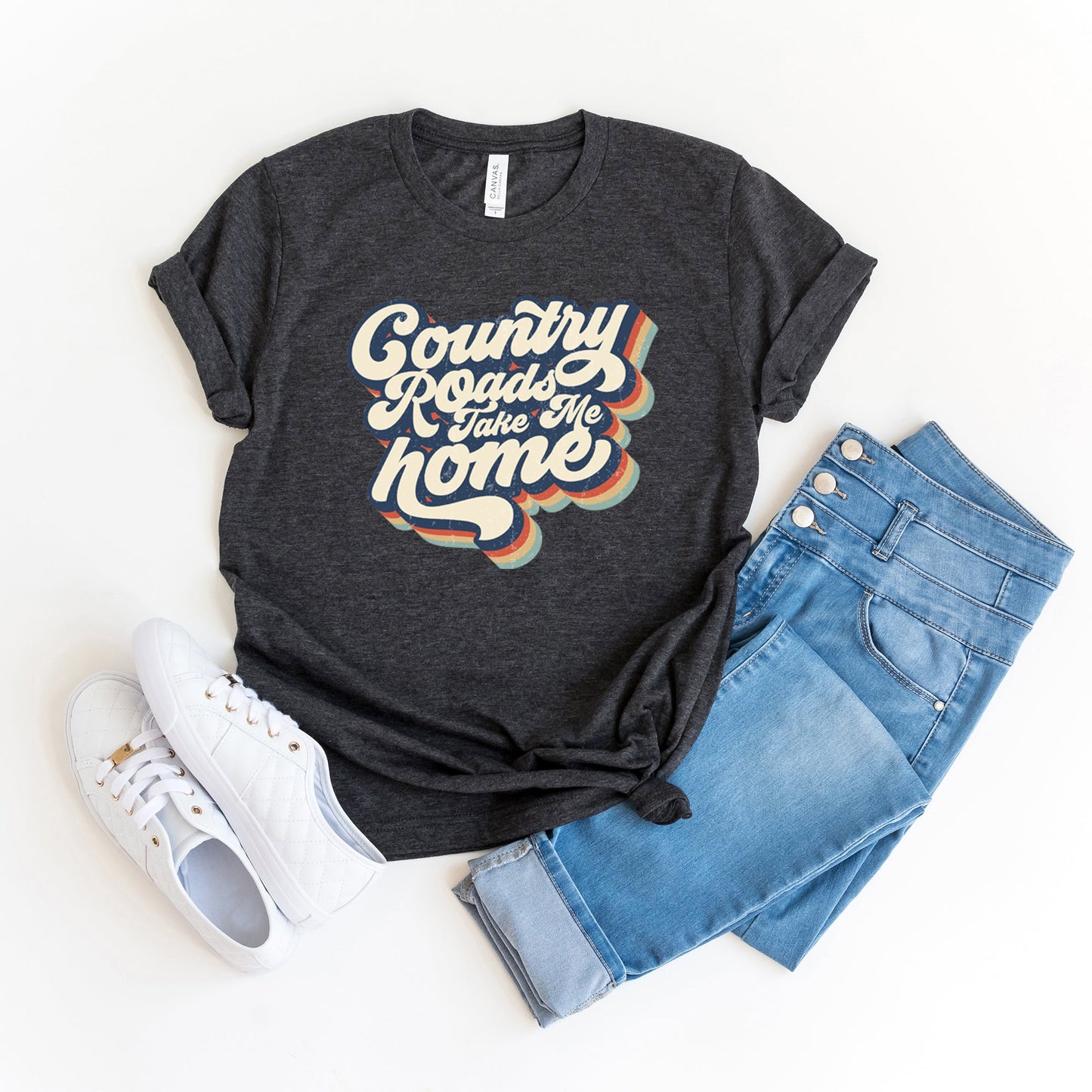 Country Roads Take Me Home Colorful | Short Sleeve Graphic Tee