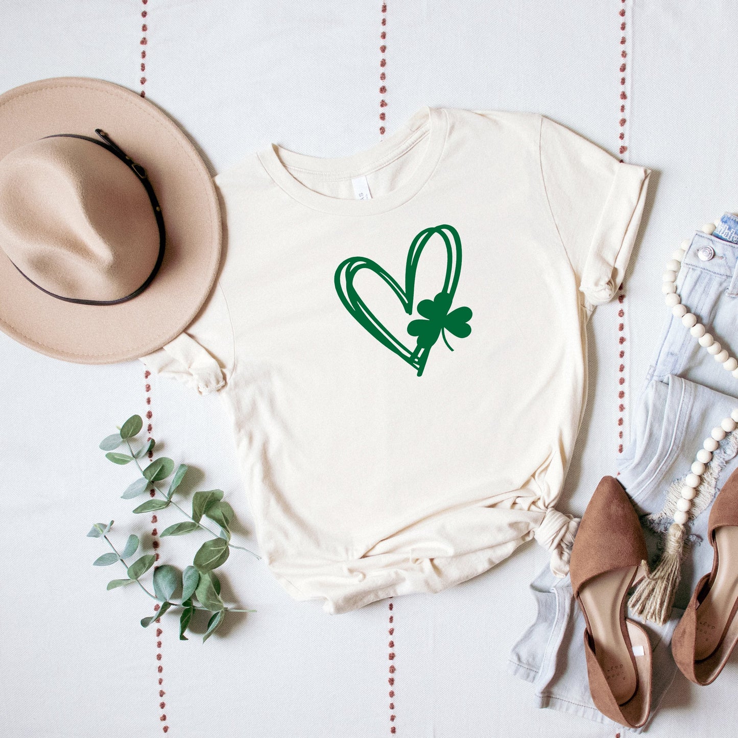 Hand Drawn Heart With Shamrock | Short Sleeve Graphic Tee