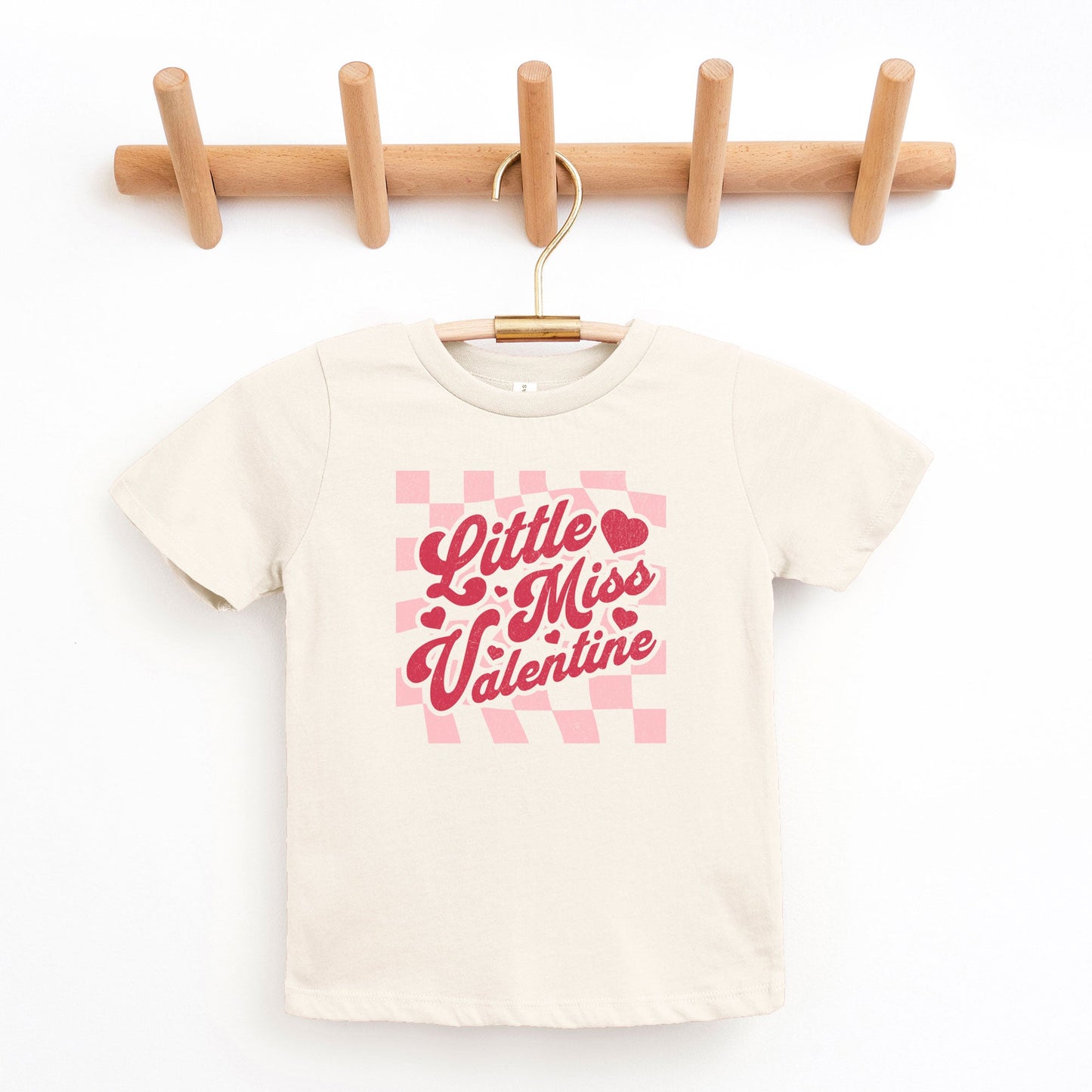 Checkered Little Miss Valentine | Youth Short Sleeve Crew Neck