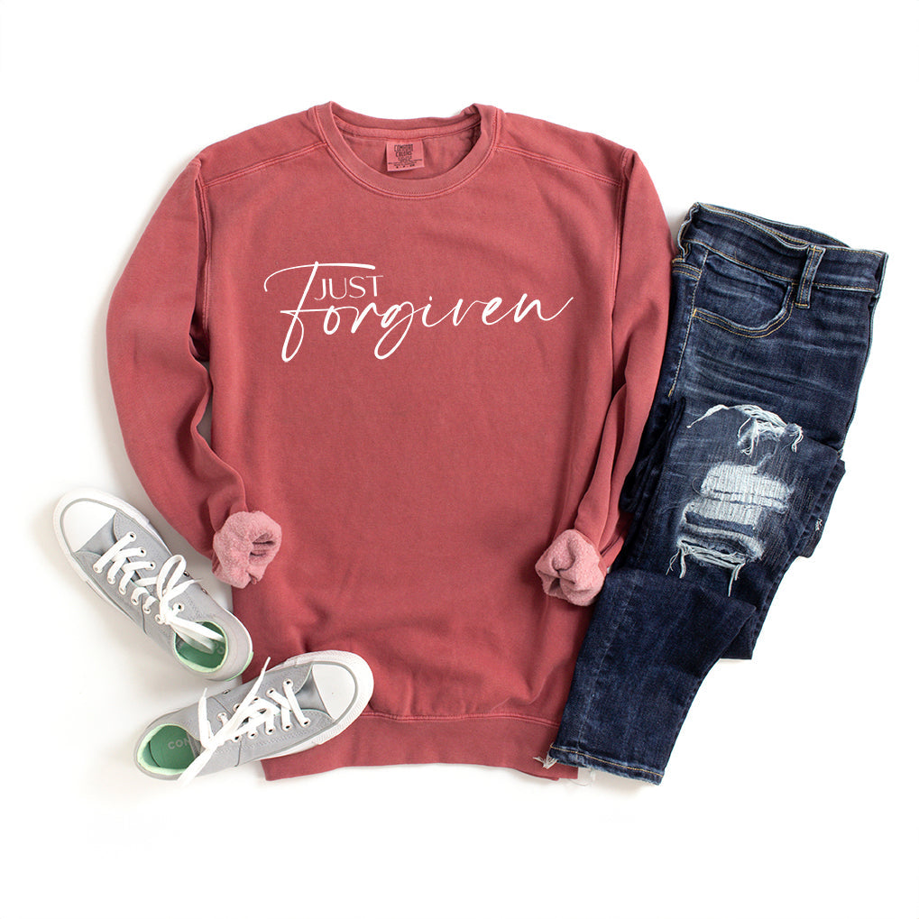 Just Forgiven Cursive | Garment Dyed Sweatshirt
