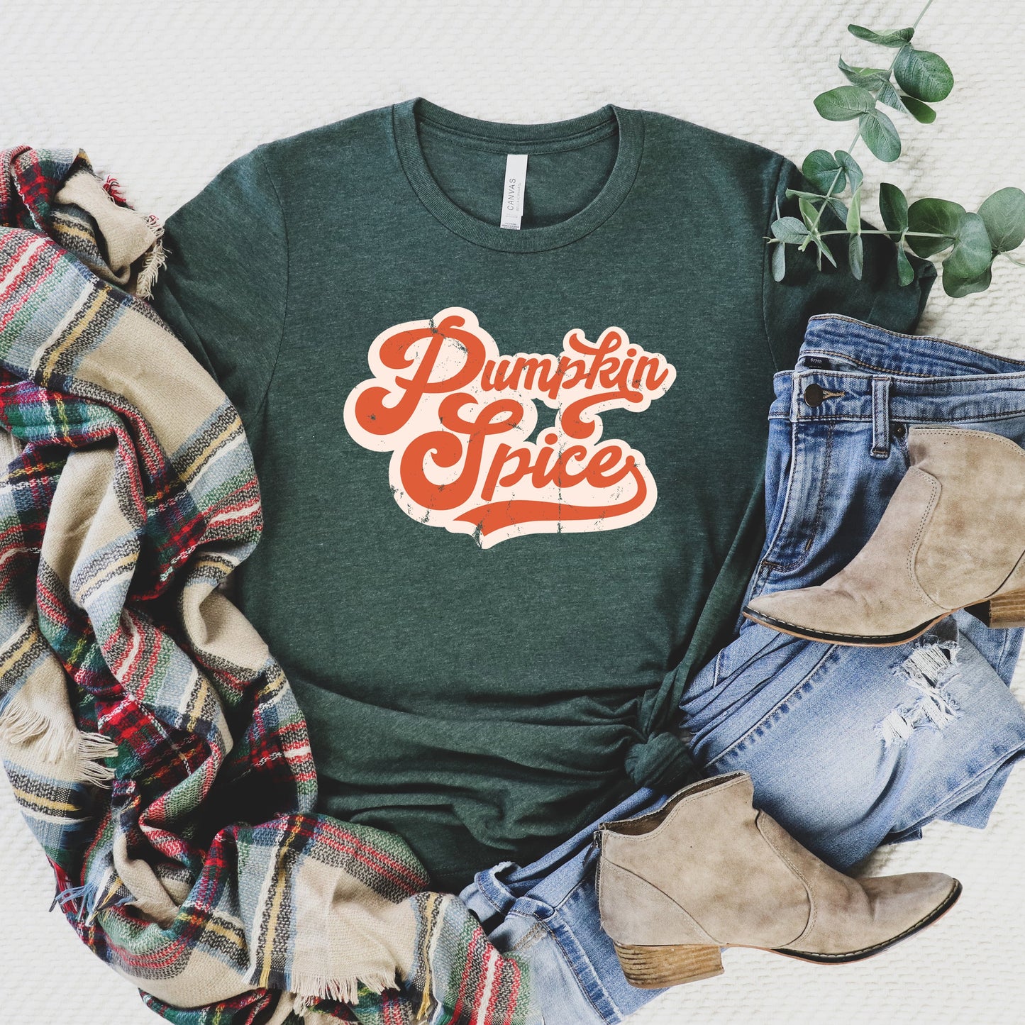Retro Pumpkin Spice Words | Short Sleeve Graphic Tee