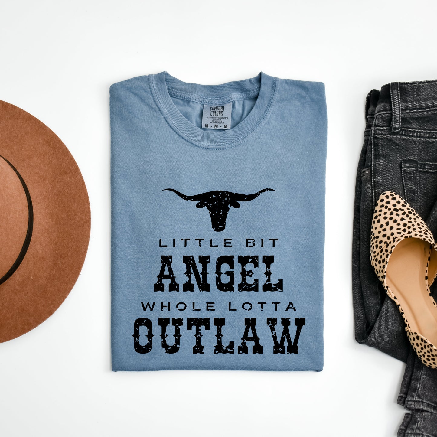 Little Bit Angel Horns | Garment Dyed Tee