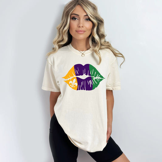 Mardi Gras Lips | Garment Dyed Tee