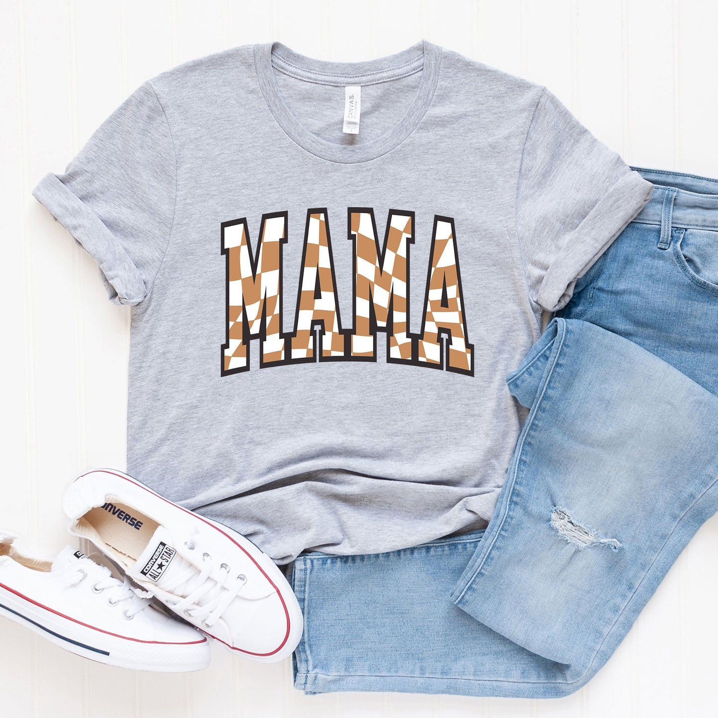 Varsity Checkered Mama | Short Sleeve Graphic Tee