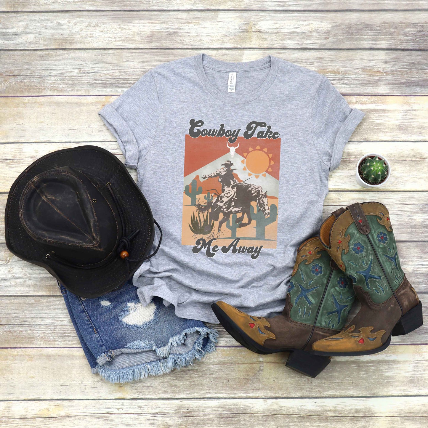 Vintage Cowboy Take Me Away | Short Sleeve Graphic Tee
