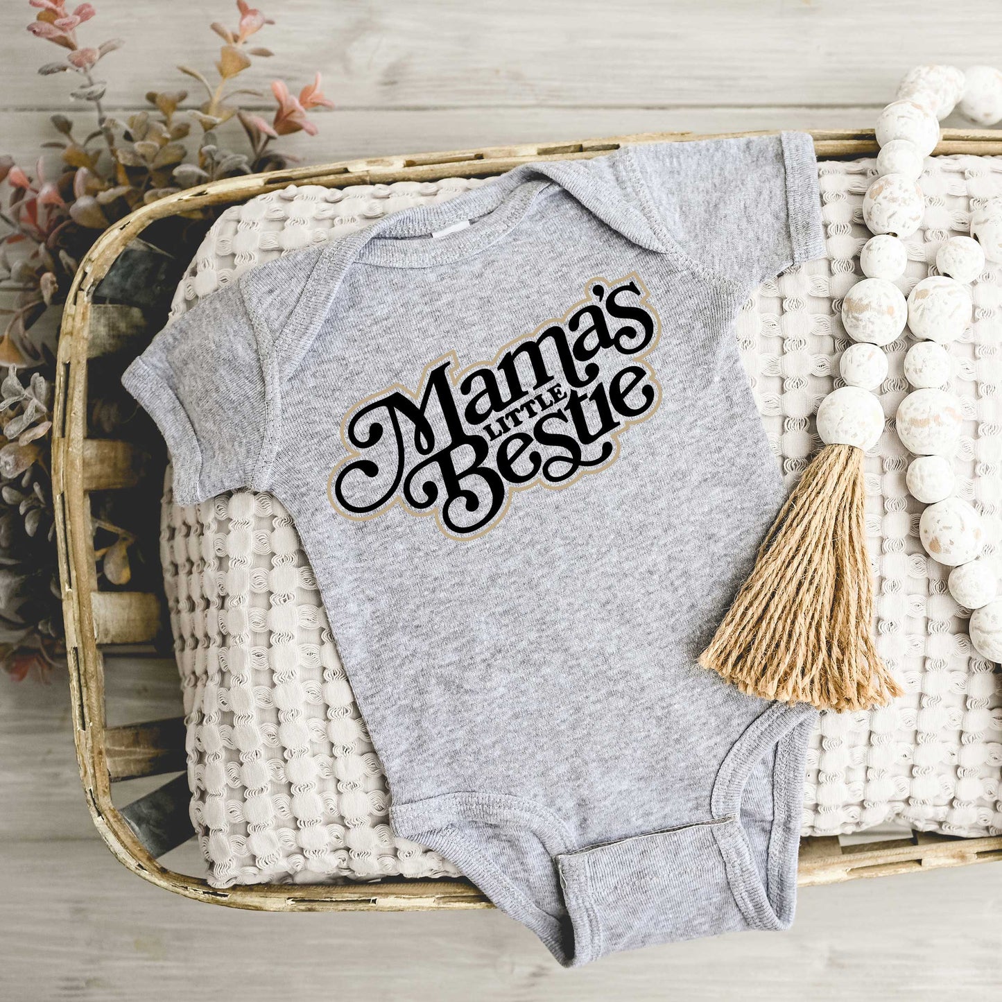 Mama's Little Bestie | Baby Graphic Short Sleeve Bodysuit