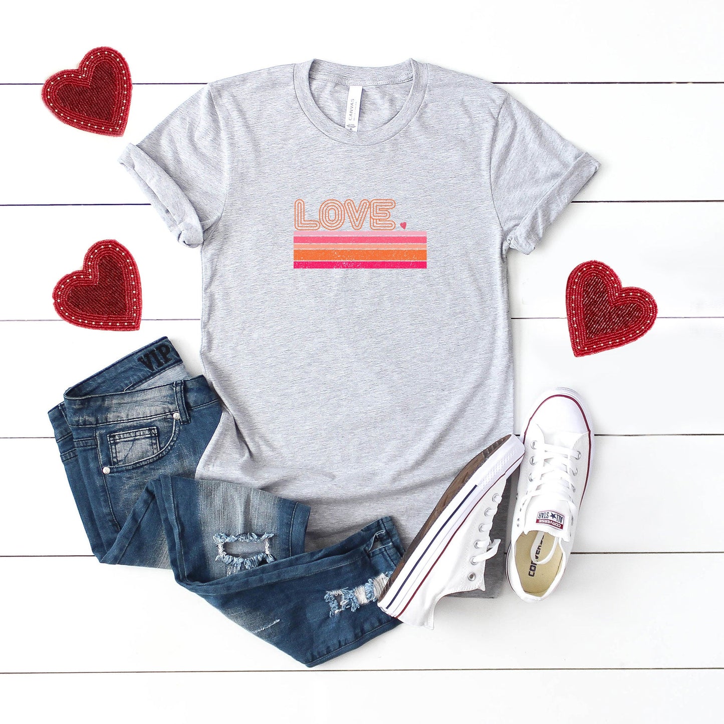 Retro Love Stripes | Short Sleeve Graphic Tee