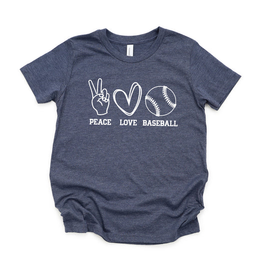 Peace Love Baseball | Youth Short Sleeve Crew Neck