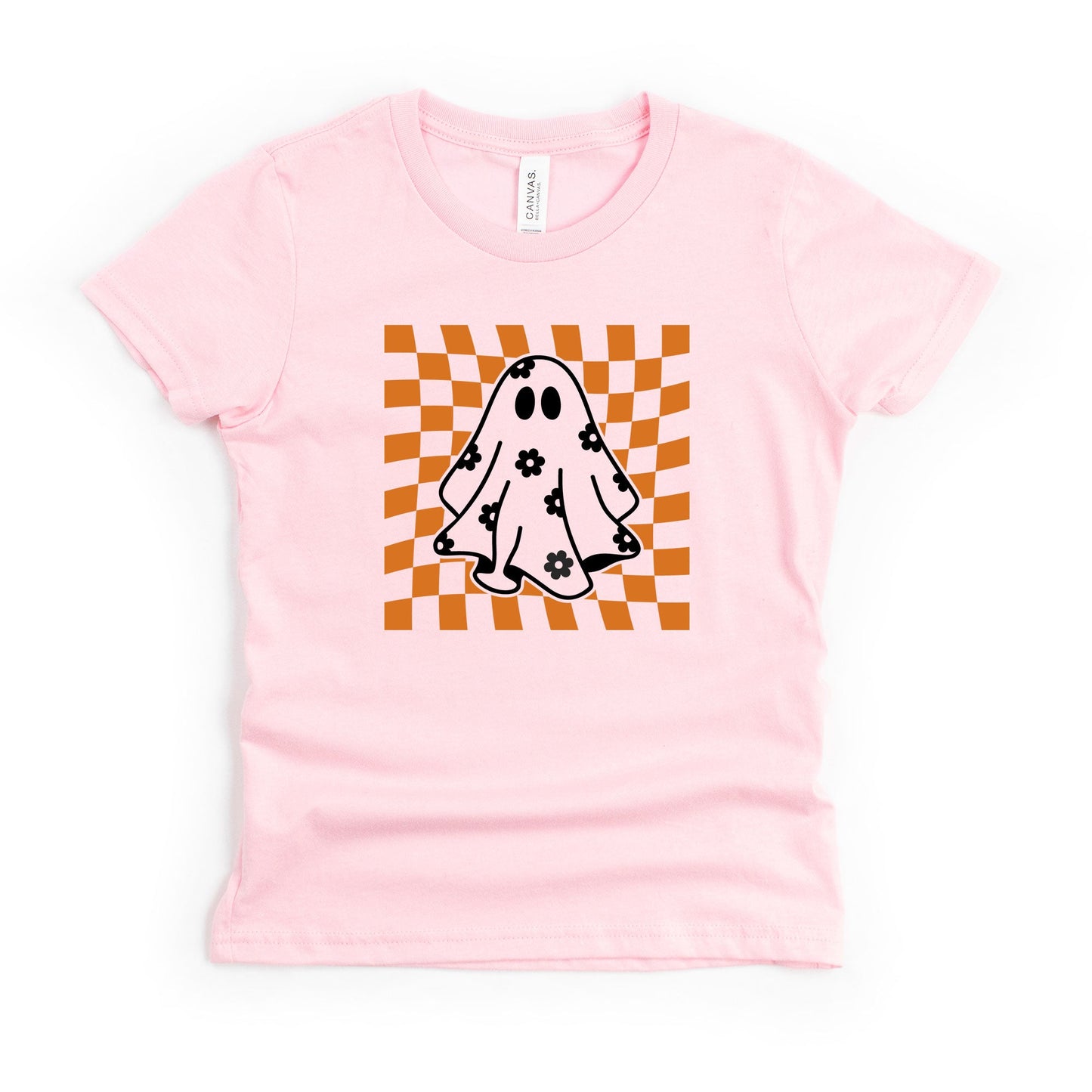 Checkered Flower Ghost | Youth Graphic Short Sleeve Tee