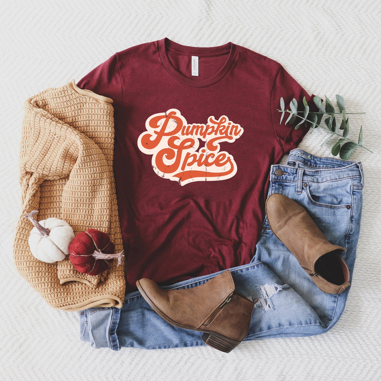 Retro Pumpkin Spice Words | Short Sleeve Graphic Tee