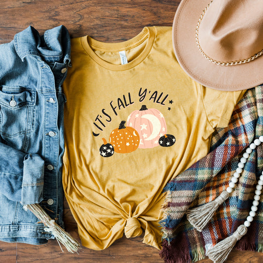 Boho It's Fall y'all Pumpkins | Short Sleeve Graphic Tee