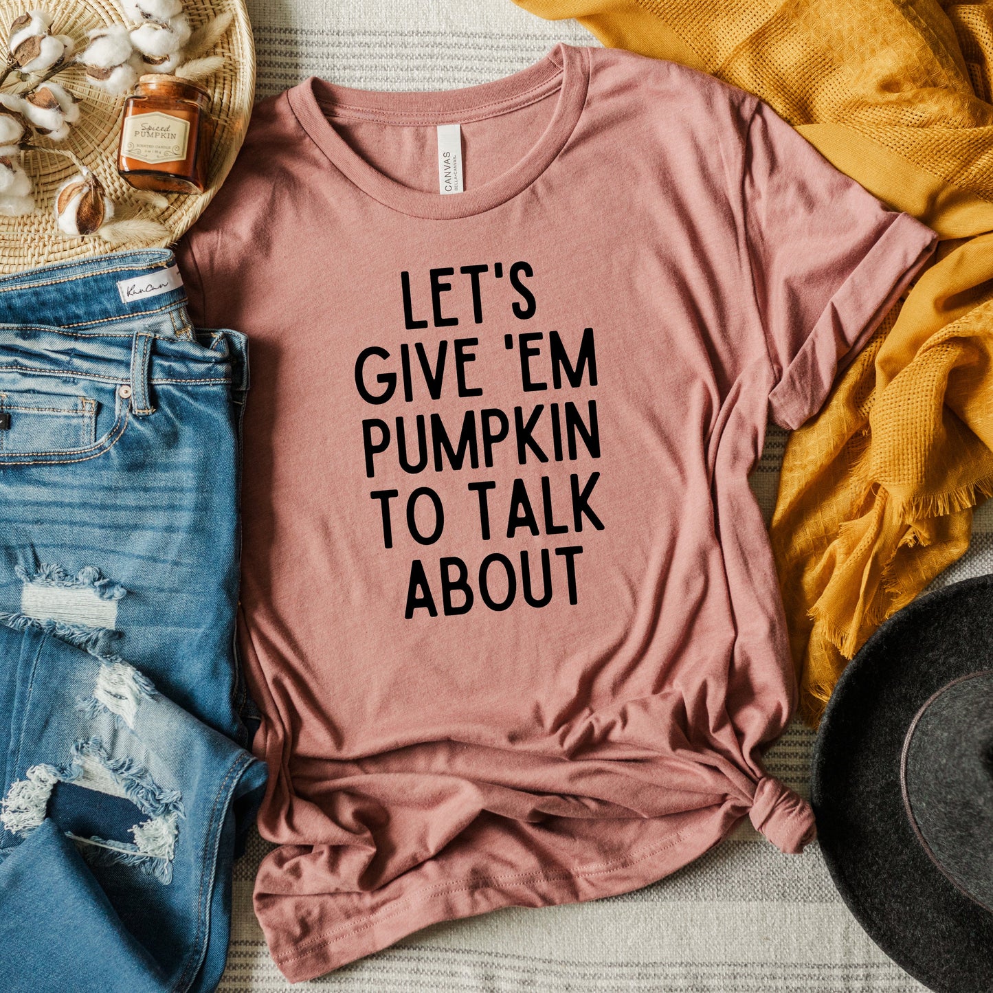 Lets Give Em Pumpkin To Talk About | Short Sleeve Graphic Tee