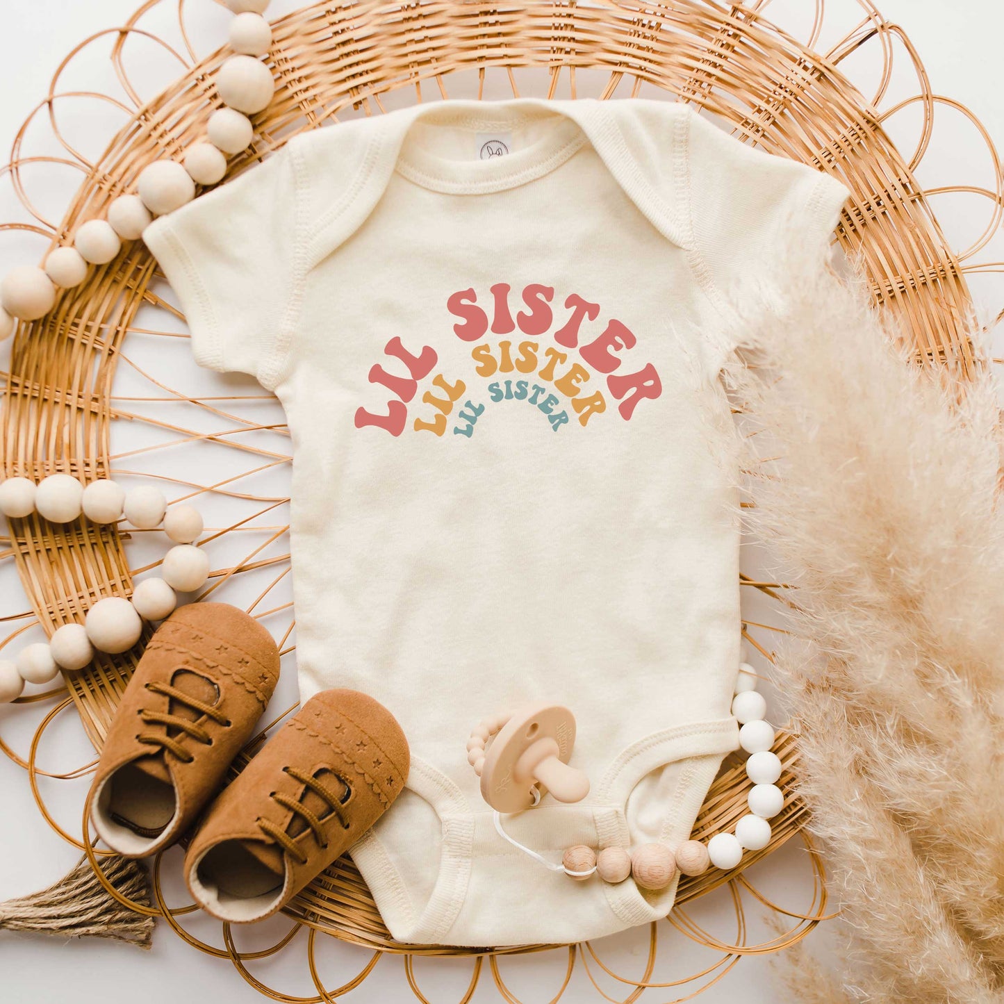 Lil Sister Stacked Curved | Baby Graphic Short Sleeve Bodysuit