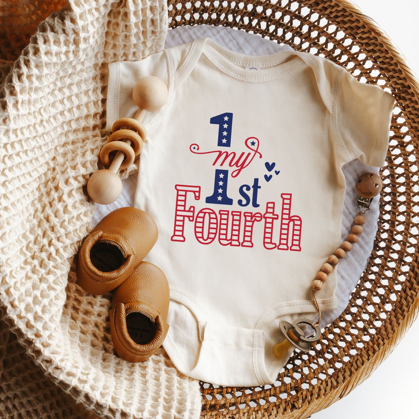My First Fourth Of July Colorful | Baby Graphic Short Sleeve Bodysuit