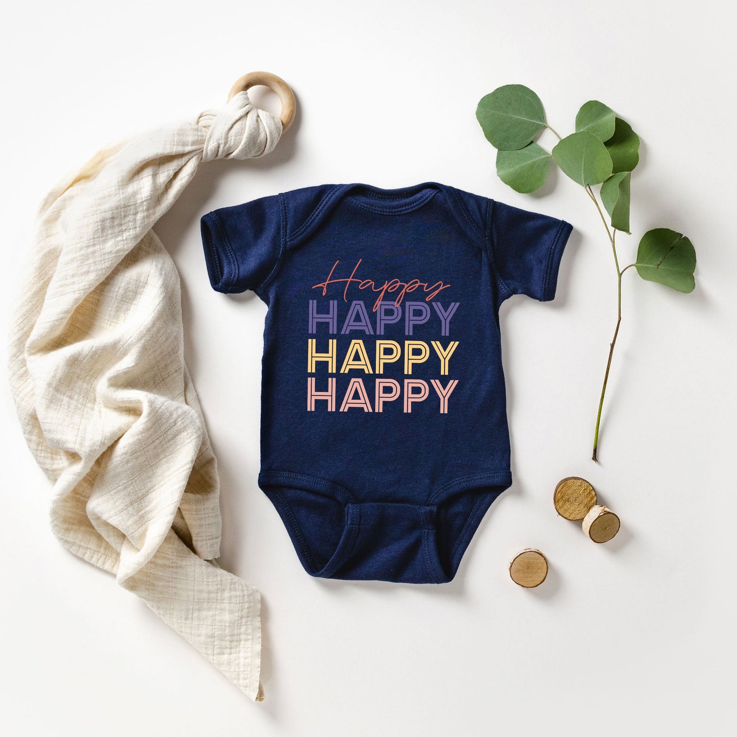 Happy Stacked | Baby Graphic Short Sleeve Bodysuit
