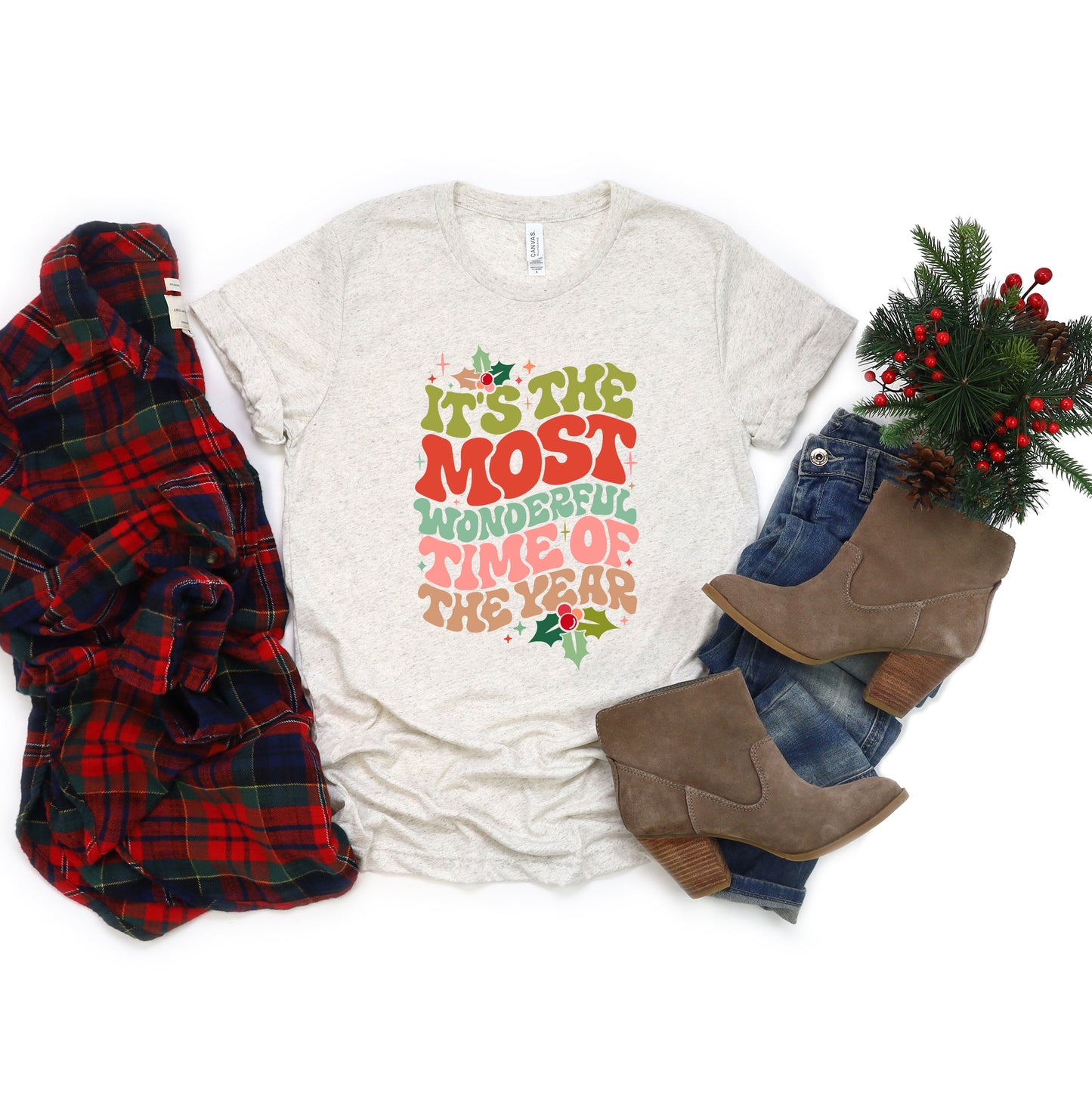 Most Wonderful Time of Year Holly | Short Sleeve Crew Neck