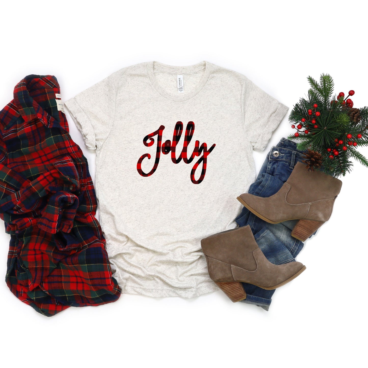 Jolly Plaid | Short Sleeve Crew Neck