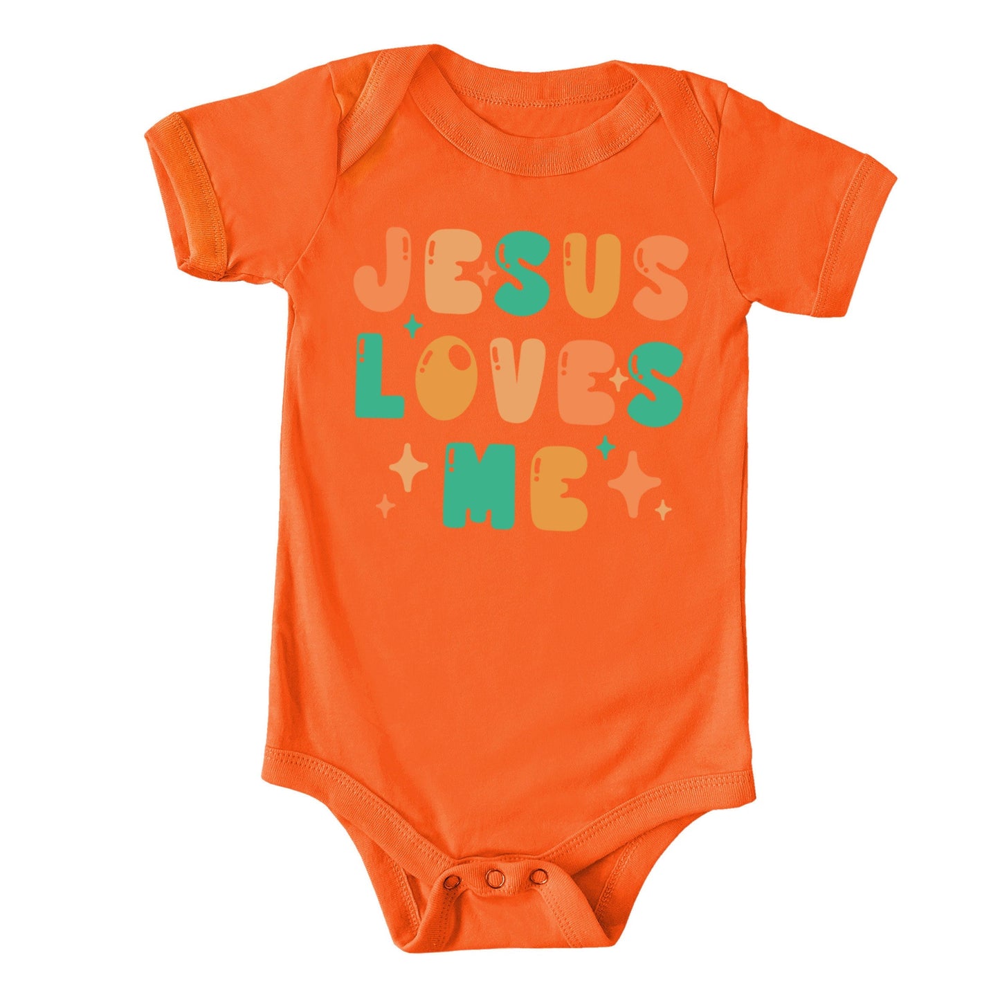 Jesus Loves Me Stars | Baby Graphic Short Sleeve Bodysuit