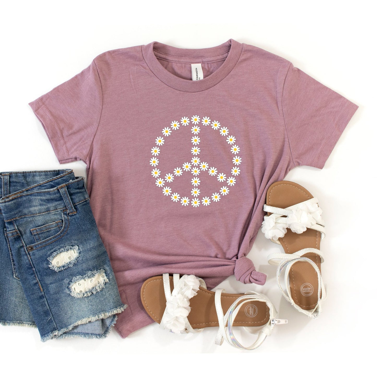 Daisy Peace Sign | Youth Short Sleeve Crew Neck