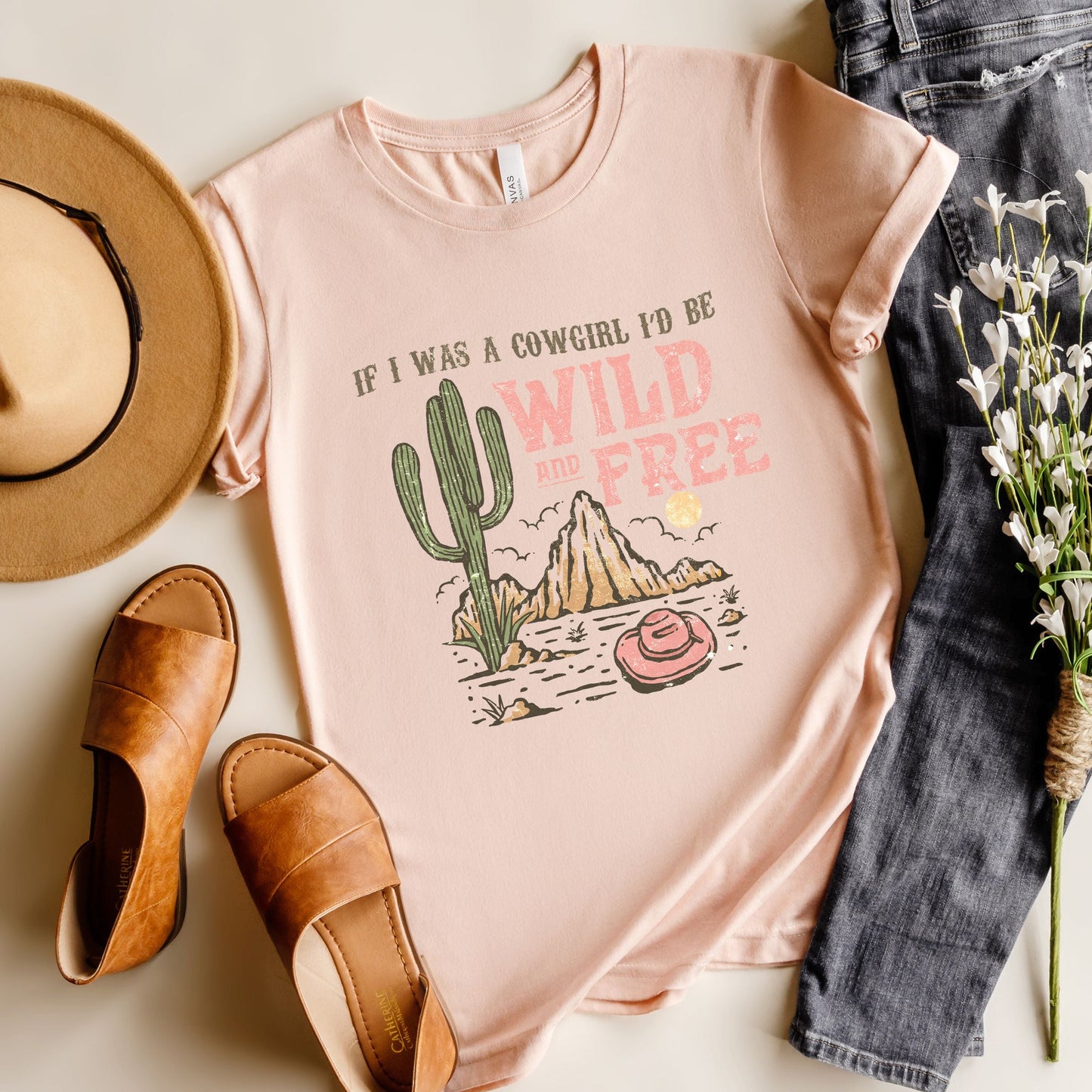 Retro Wild And Free Cowgirl | Short Sleeve Graphic Tee