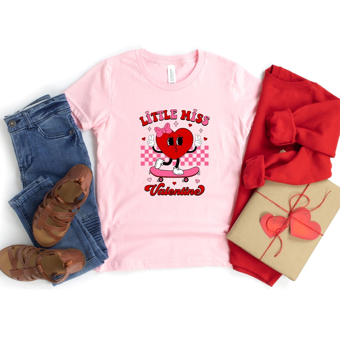 Little Miss Valentine Skateboard | Youth Graphic Short Sleeve Tee