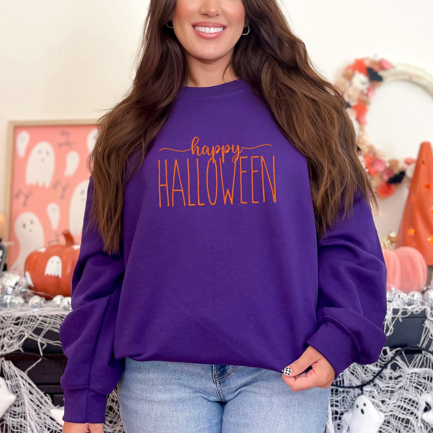 Embroidered Happy Halloween | Sweatshirt