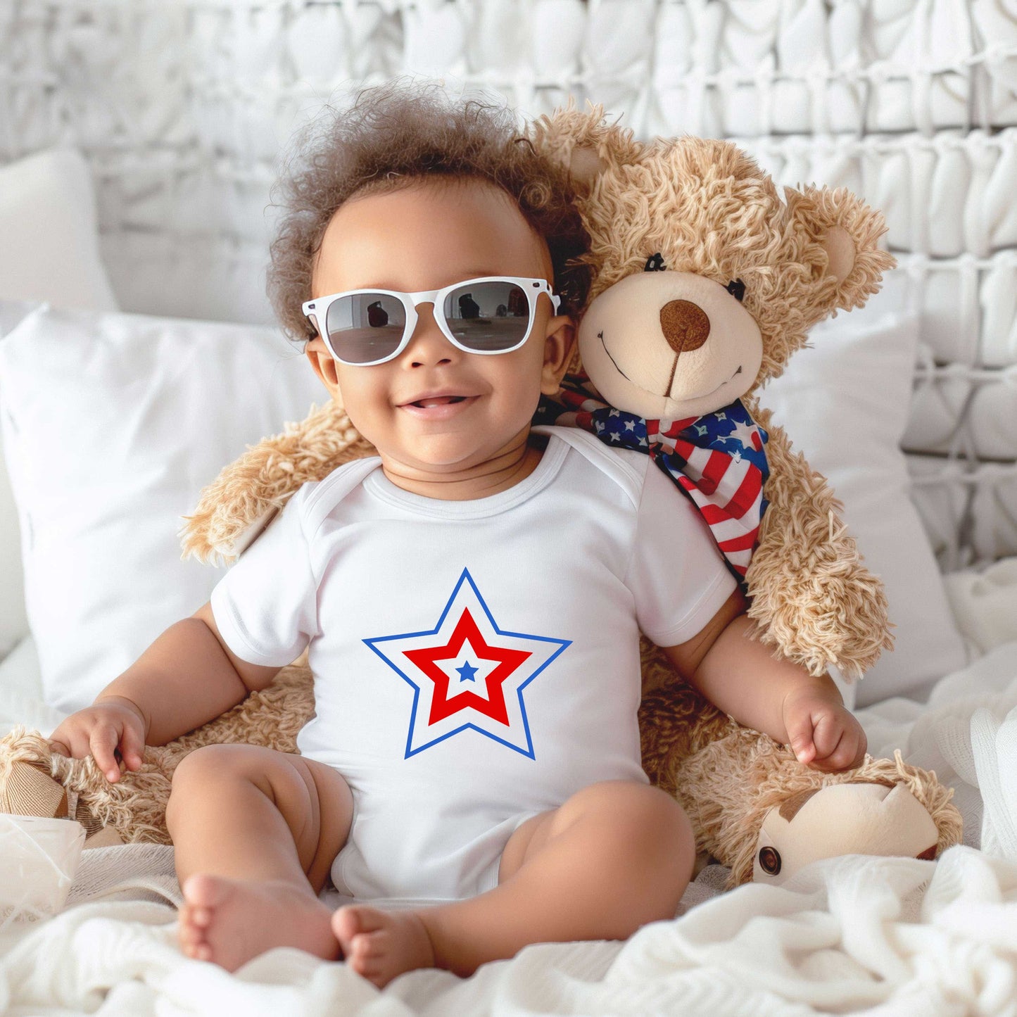 Patriotic Three Star | Baby Graphic Short Sleeve Bodysuit