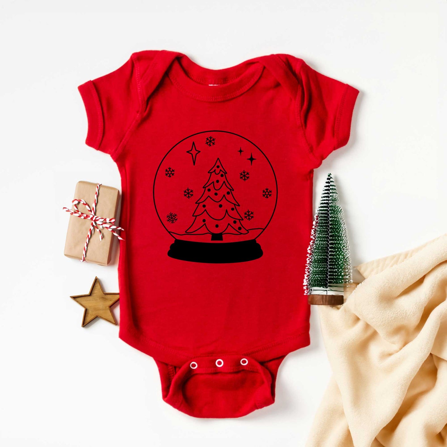 Christmas Snow Globe | Baby Graphic Short Sleeve Bodysuit