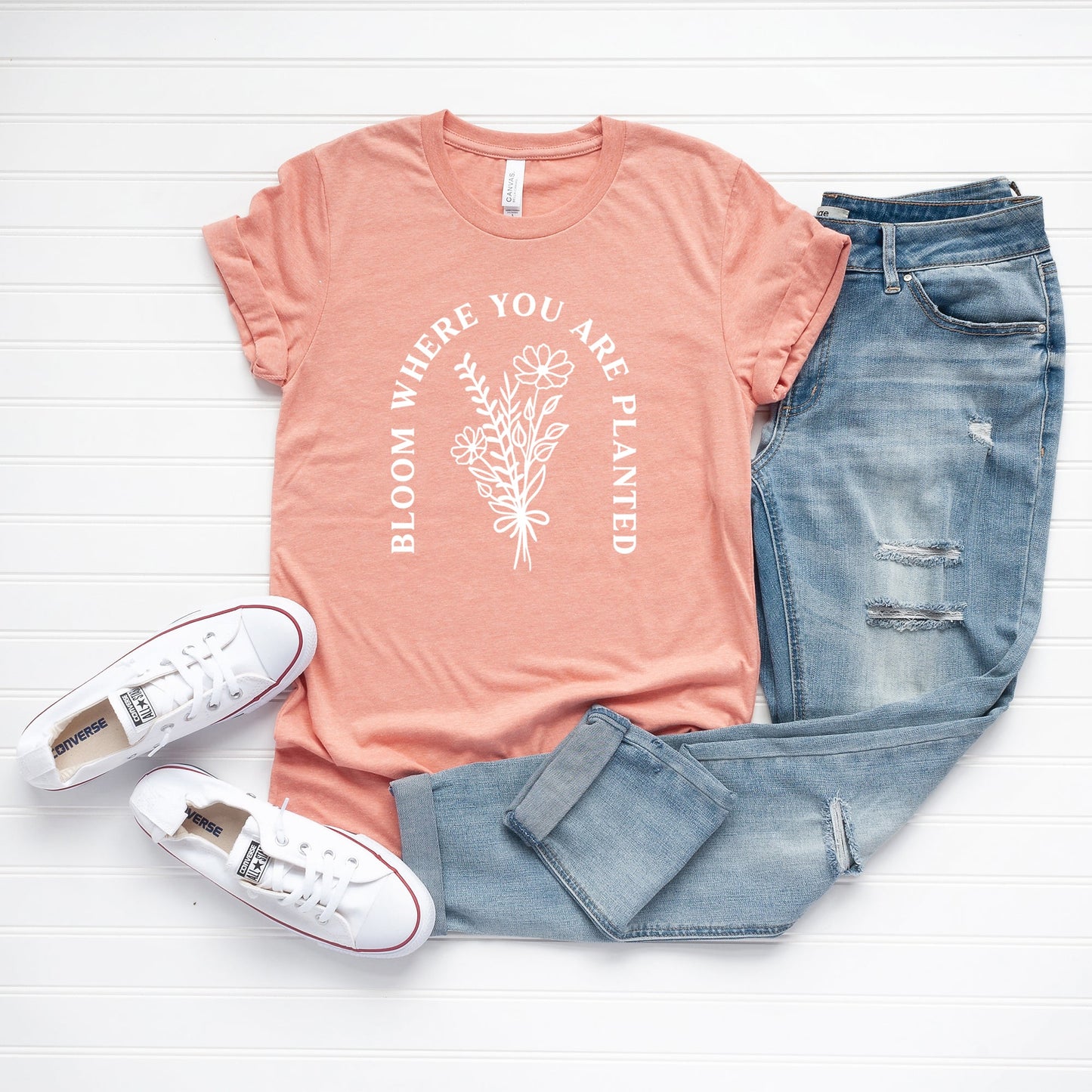 Bloom Where You Are Planted Flowers | Short Sleeve Graphic Tee