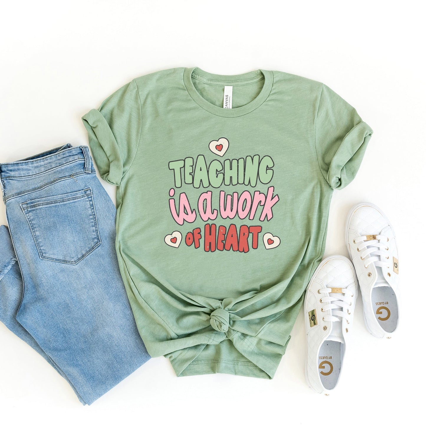 Teaching is a Work of Heart Words | Short Sleeve Graphic Tee